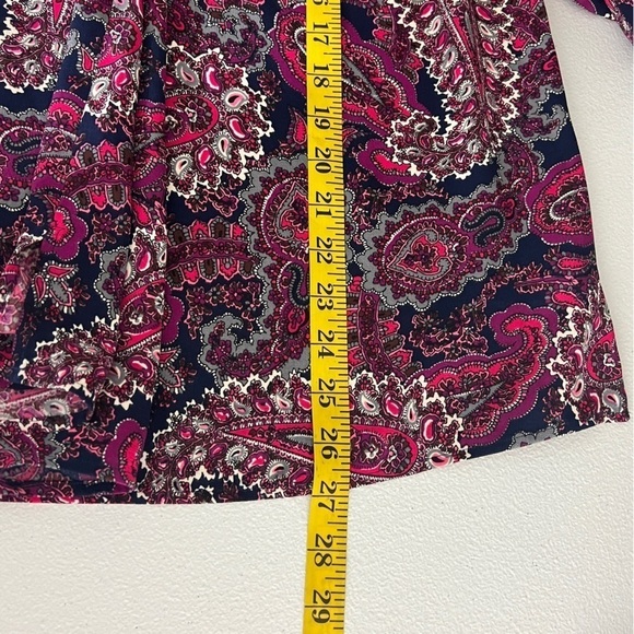 Talbots 2XP Blouse Shirt Top 3/4 Peplum Sleeve Paisley Print Multicolor Side Zip - Picture 7 of 8